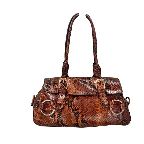 Adrienne Vittadini Snakeskin Leather Baguette Western Shoulder Bag One Size NWOT - Picture 3 of 11